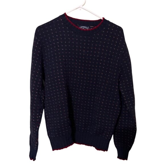 VTG Birdseye  Wool Blend Crewneck Sweater With Red Trim Large Pulliver Grandpa - Picture 1 of 10